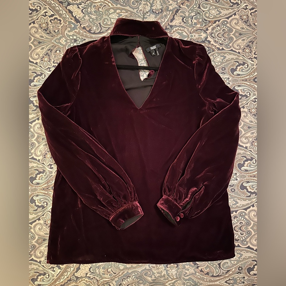 PAIGE Women's Velour Tamar Blouse Mock Neckline